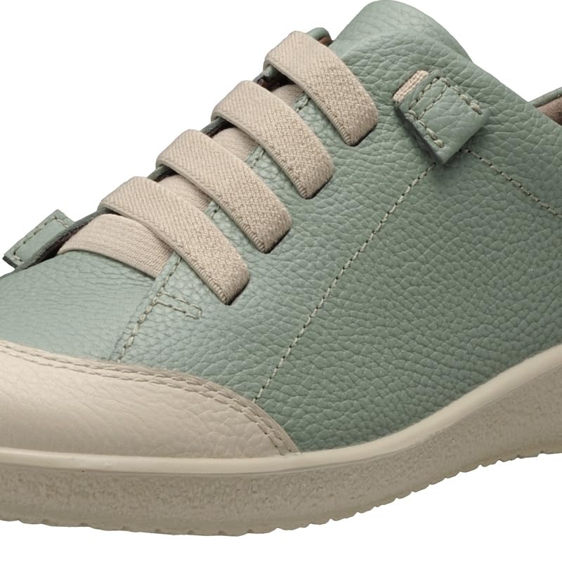 Achilles Sorbo Women's Genuine Leather Walking Shoes with Elastic Laces, Size 3E, Light Green/Off-White, Size 22.5 cm, ASC 5300