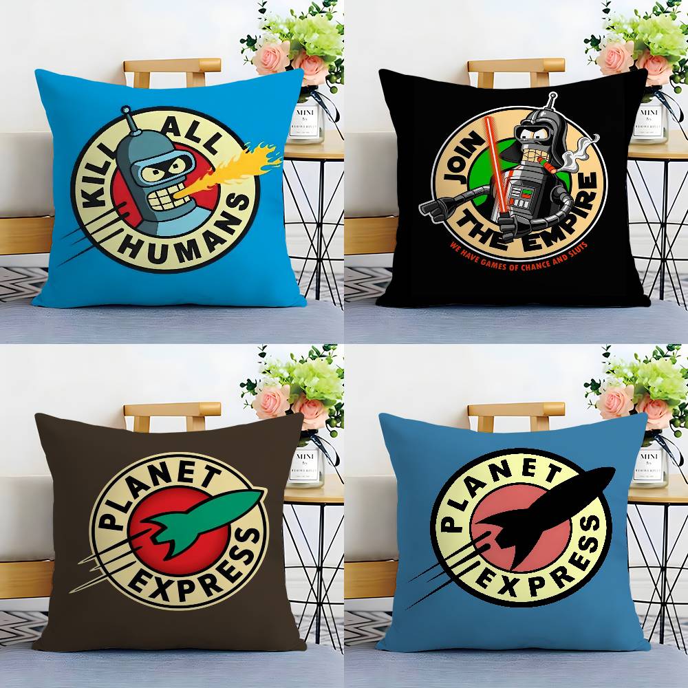 F-Futurama B-Bender Pillow Case Plush Fabric Soft Double Sided Print Sofa Cushion Cover Throw Pillow Covers