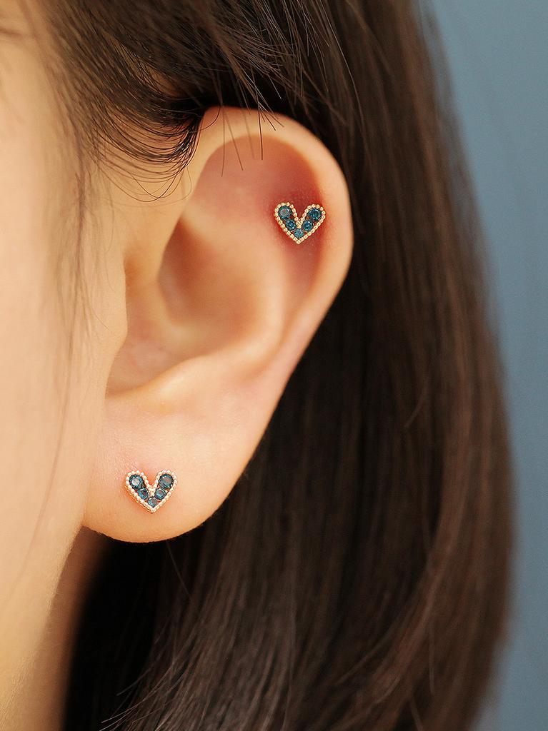 Minimal Piercing 14K Internal Bling Lovely Heart Labret Piercing