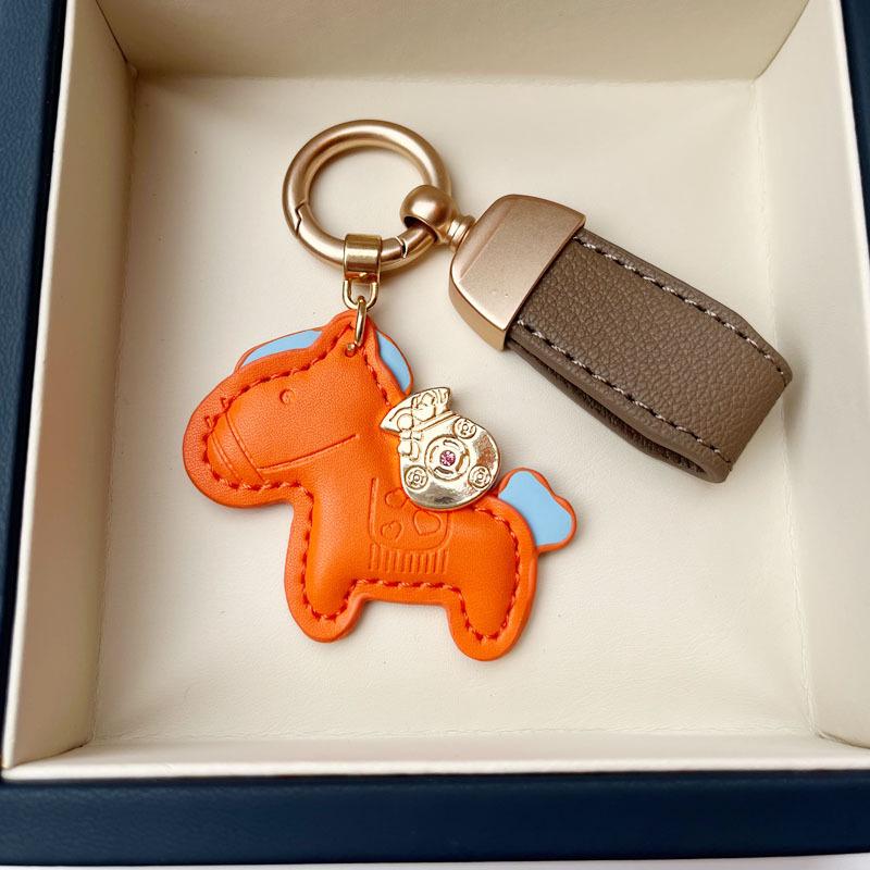 Pregevole Ciondolo Scuola in Pelle Cartoon - Portachiavi con Ciondolo Cavallo Carino Regalo
