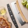 Stainless Steel Pizza Cutter - Easy To Clean Pizza Slicer Wheel with Wooden Handles Professional Pizza Knife Kitchen Tool
