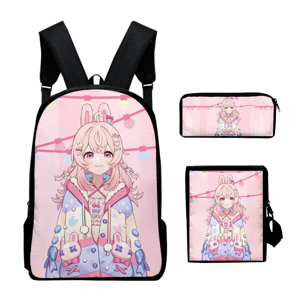 Classic VTuber Pipkin Pippa 3D Print 3pcs/Set pupil School Bags Laptop Daypack Backpack Inclined shoulder bag Pencil Case