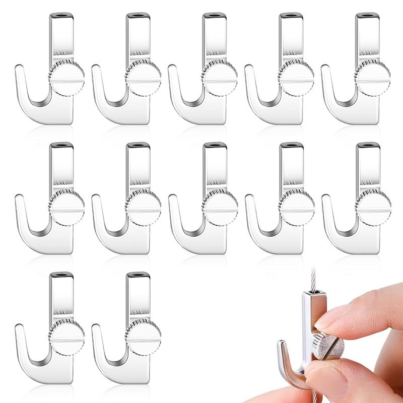 For Picture Rail Hooks 12Pcs Adjustable Hooks For Picture For Exhibition Art-Hanging System Hangers-Gallery Supplies