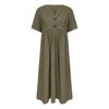 Summer Dresses For Women Boho Maxi Dress Short Sleeve V Neck Dresses Fashion Dress with Pockets
