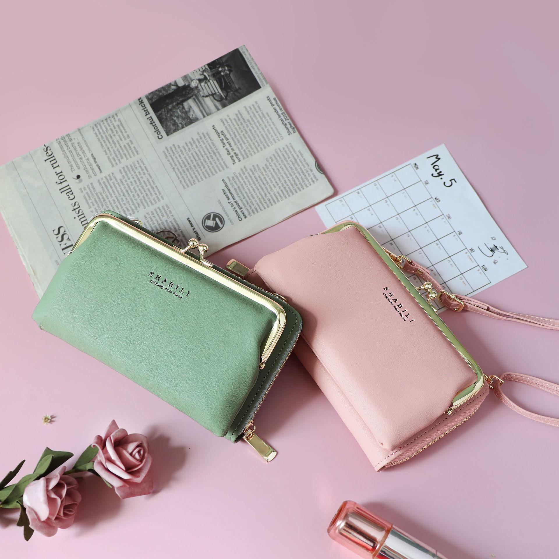 

Women Wallets Fresh Style Crossbody Zipper Long Wallet Clutch Purse Coin Card Holder 19.5 * 11 * 3cm рожевий червоний колір