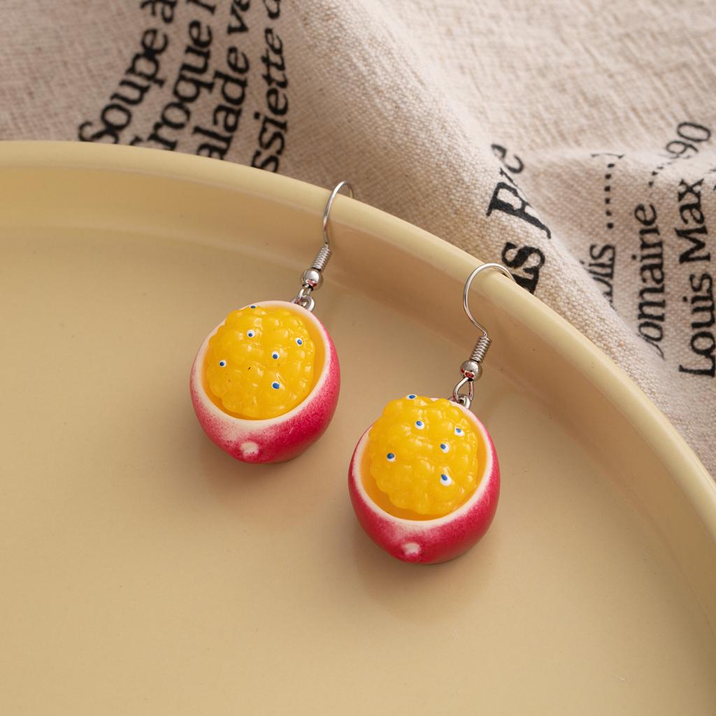 Creative Fun Cute Simulation Fruit Cake Pendant Earrings Personality Niche Grapefruit Passion Fruit Fashion Earrings