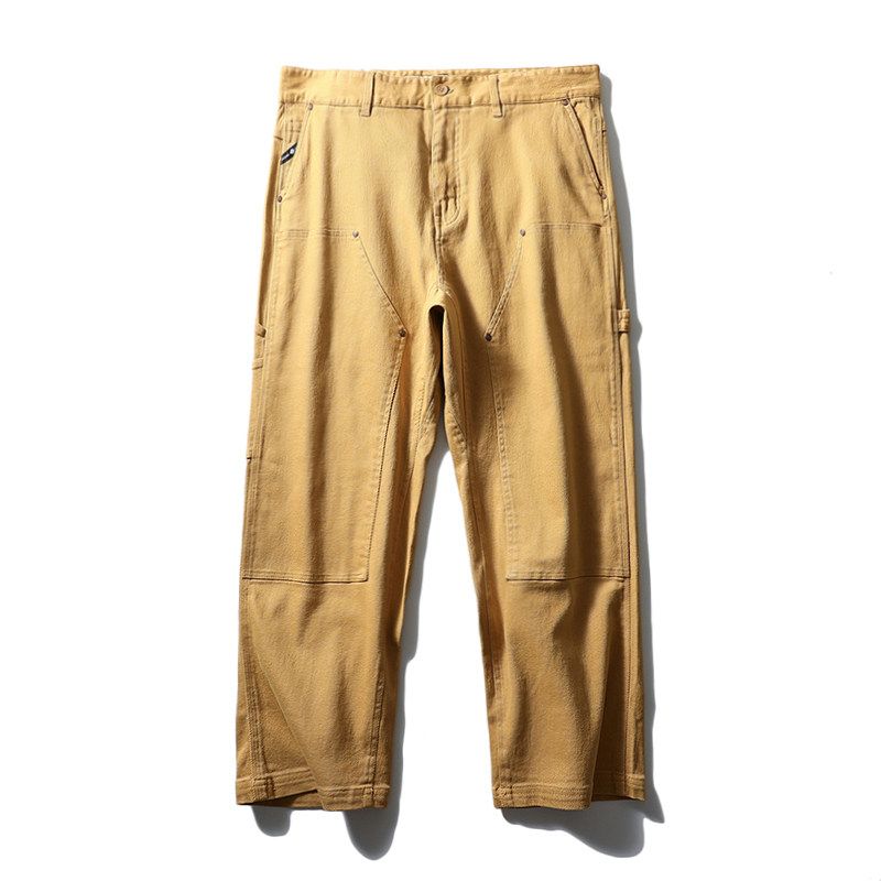 American-Style Vibe Double-Knee Pull-Back Work Pants B01 Lumberjack Workwear Loose Cropped Pants Export Men's Straight-Leg Casual Pants
