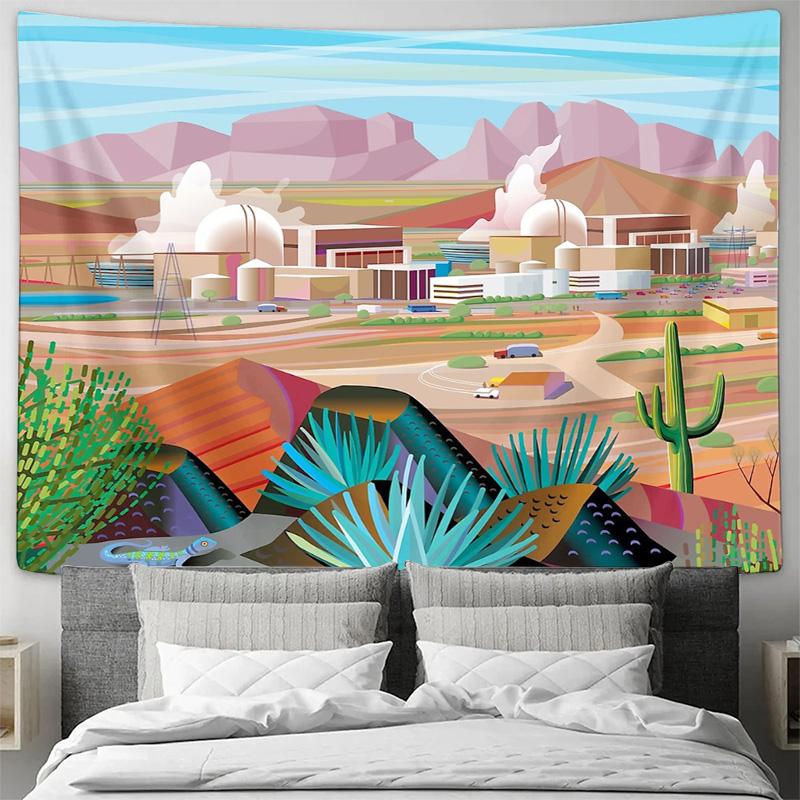 unframed Desert Landscape Tapestry Wall Hanging Southwestern Art Arizona Scenic Backdrop Boho Decor Nature Vibes Room Aesthetic