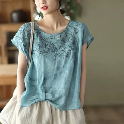 Damen Sommer Kurzarm Dünnes T-Shirt Exquisites Lässiges Bequemes Oberteil