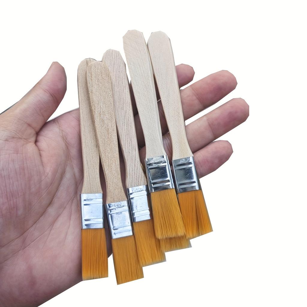24/48/72 Nylon Brushes, Short Wooden Handle Art Paint Brushes, Watercolor Brushes, Wall Brushes, Art Brushes, Cleaning Tools