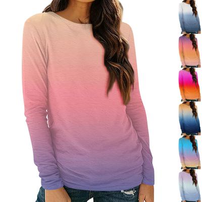 Damen Langarm Rundhals Shirts Basic T-Shirt Casual Top Herbst Trendy Tunika Outfits Taillierte T-Shirts