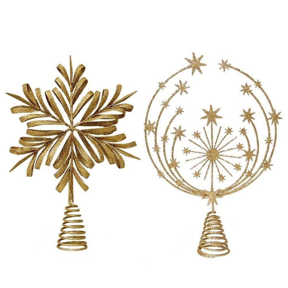 Star Christmas Tree Topper Hollow Xmas Decoration Glitter Christmas Tree Decoration Party Supplies Iron Snowflake Ornaments