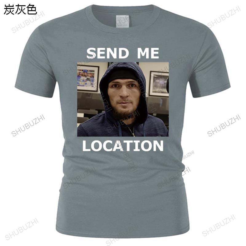 Pánská trička Khabib Nurmagomedov Pošli mi polohu Vtipné tričko Krátký rukáv Trička s kulatým výstřihem Oblečení Bavlněné topy větší velikost