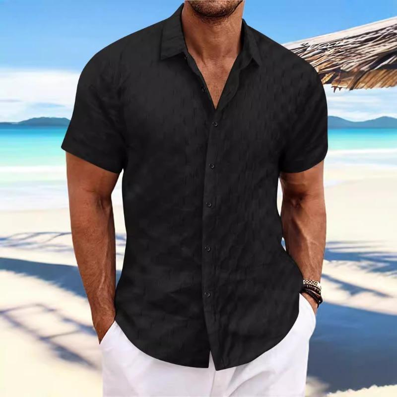 

Летняя мужская клетчатая жаккардовая повседневная свободная рубашка с коротким рукавом XXXL