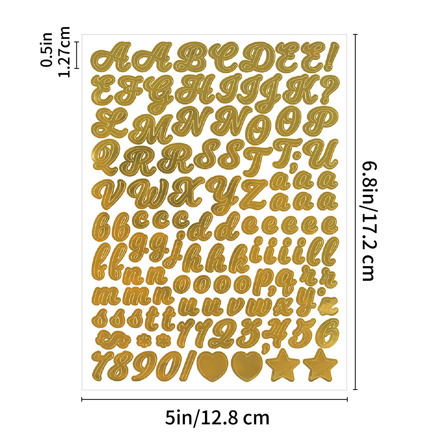 

Letter Sticker 0.5 Inch Handwritten Gold and Silver Piggy Bank Gift Stationery Pen Holder Matching Handbook Waterproof Letter Sticker