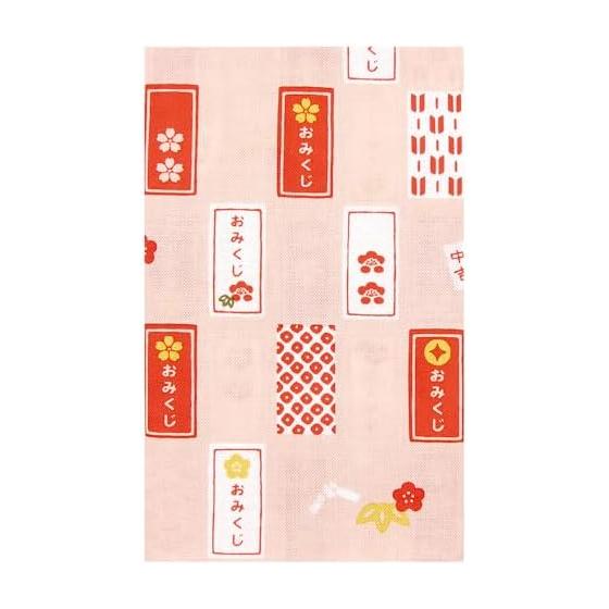 Hamamonyo Tenugui Cotton Towel - Omikuji Narabe - 100% Cotton, Approx. 34cm X 90cm, Raw Edge