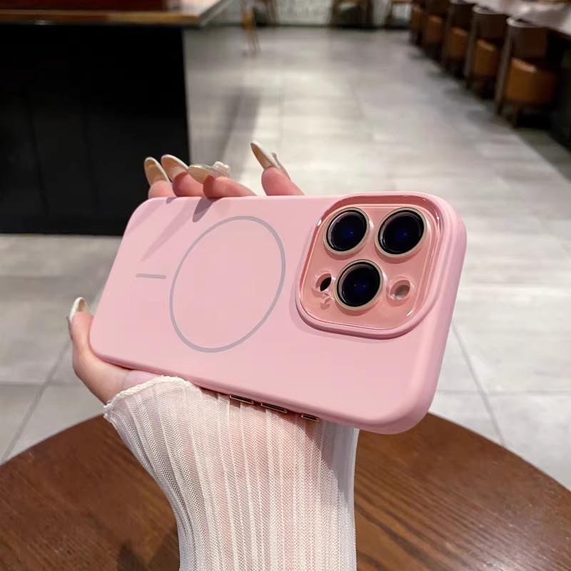 Applicable To IPhone16 Liquid Matte Silicone Thin Circle Magnetic Suction Phone Case Apple 15 Lens Film Full Inclusive Protection Case