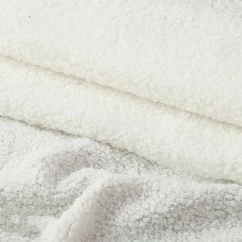 100x160cm Fur Plain Stretch Fabric for Children's Clothes Dolls Sewing Winter Coats White Teddy Hair Plush Cloth Smooth Drape