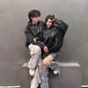American Style Old Washed Hooded Sweater for Couple Loose Bird Print High Street Hoodie Men's Fashion
