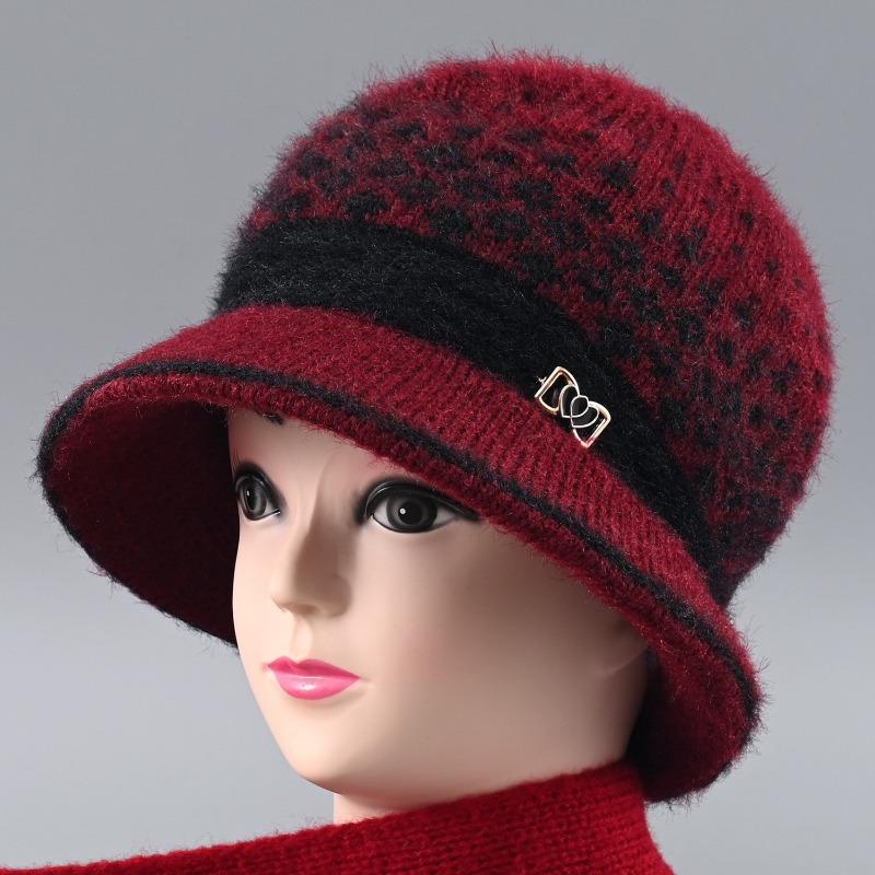 

Winter hat big brim wool hat old hat plush thick warm mother hat knitted hat Elastic [fleece]
