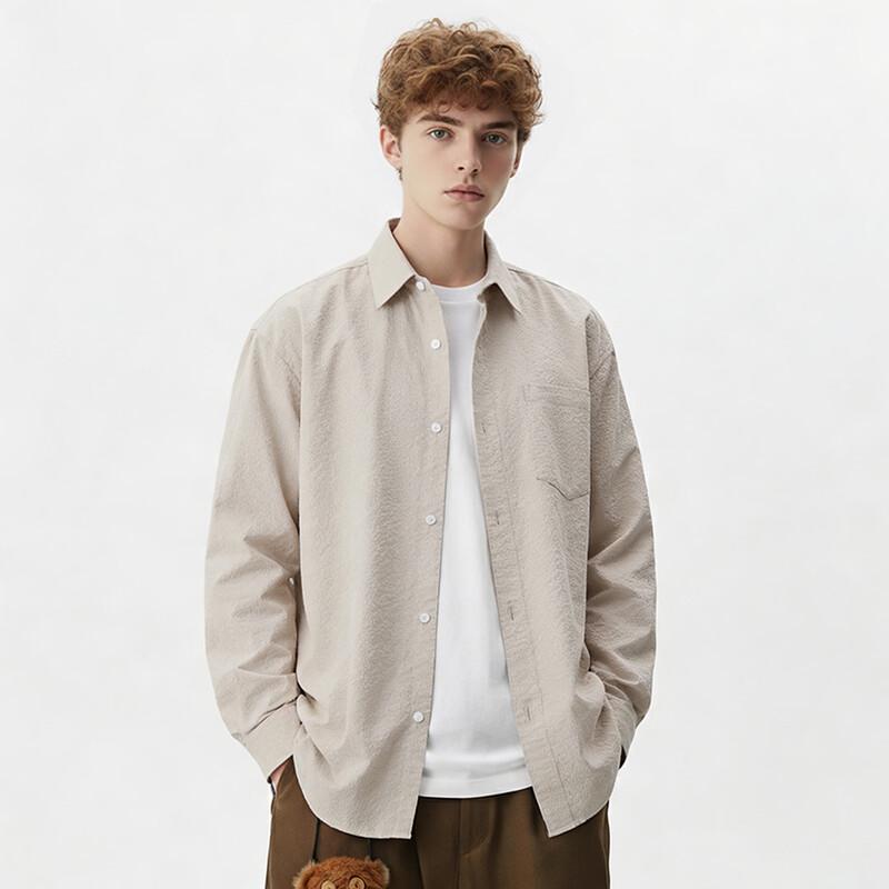 Fingercroxx Men's Retro Textured Casual Shirt Jacket