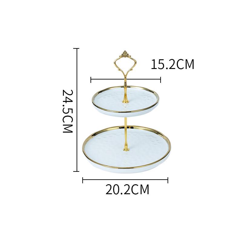 Dark Green Ripple Ceramic 3-Tier Serving Platter
