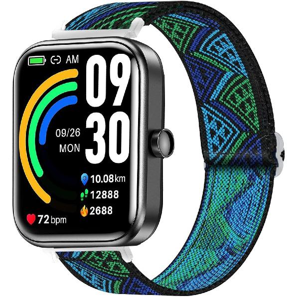 Compatible for TOZO S7 Smart Watch Band, Stretch Elastics Nylon Adjustable Replacement Strap Accessories Compatible for TOZO S7, S6, S5, S3 Smart