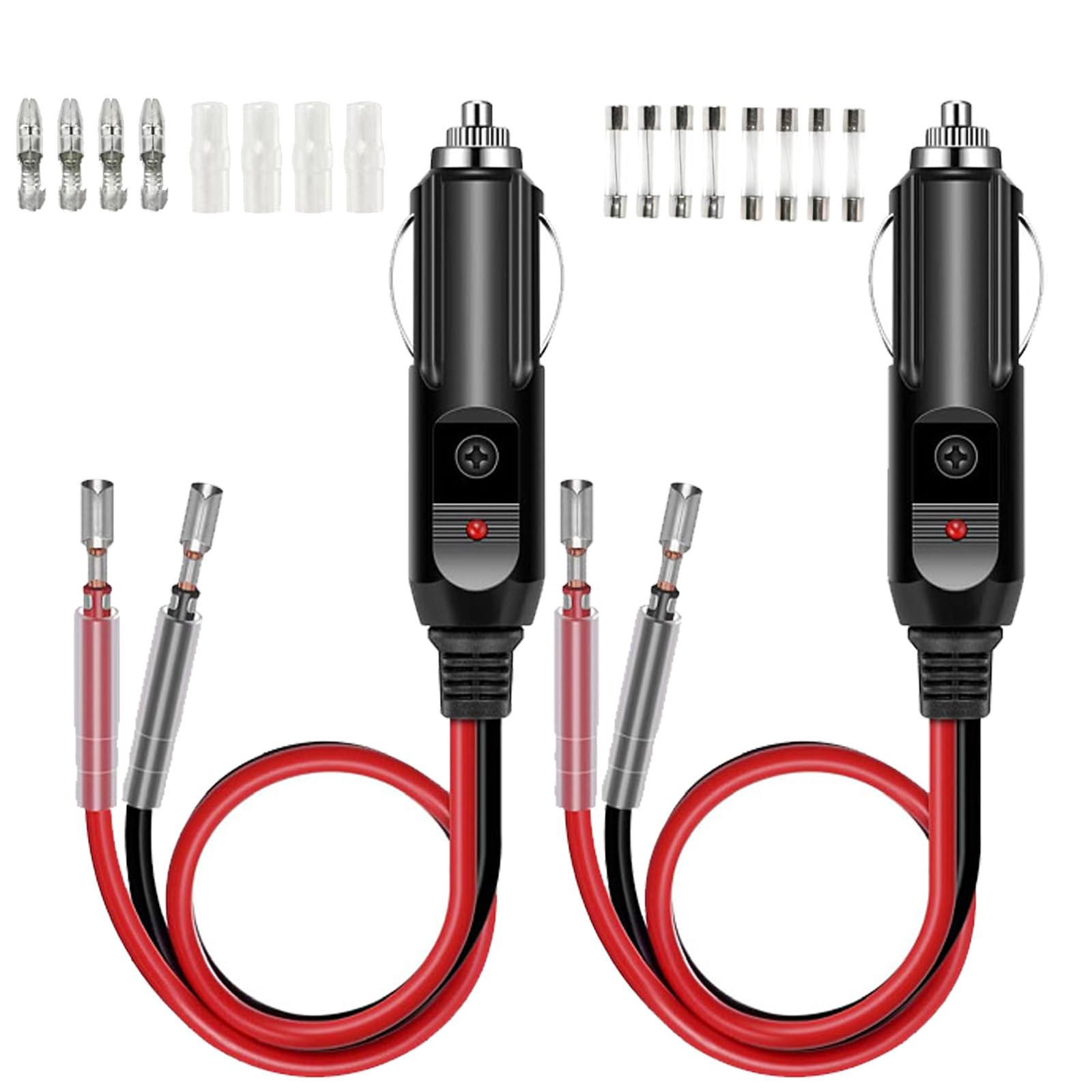 

Автомобильный прикуриватель, 12 В/24 В, Удлинительный кабель для автомобильного прикуривателя, Светодиодный индикатор, Car Cigarette Lighter 30cm 2pcs