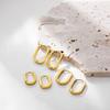 Stainless Steel 18K Gold Oval Earrings Geometric Classic Simple Glossy Stacked Thick Ear Buckle Ear Jewelry