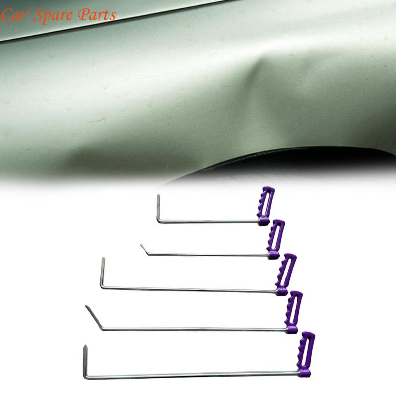 Y4UA 5pc Professional Dent Repair Rod Hook Removal Tool Door Dent Repair Tool Anti Slip Handle Car Dent Repair Hook