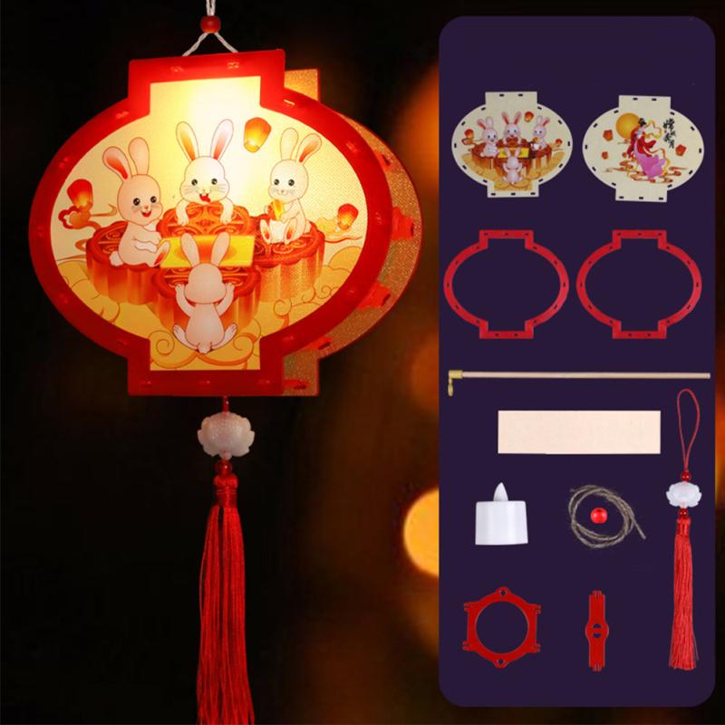 Diy Led Glowing Lanterns Chinese Style Chirdren Handmade Lanterns Kit For Mid-autumn Festival Gift