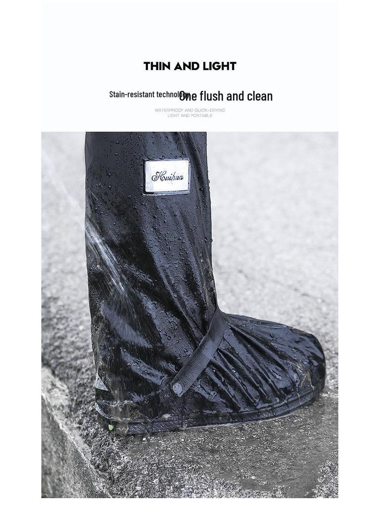 Men's & Women's High-Top Waterproof Non-Slip Rain Shoe Covers, Thickened & Wear-Resistant, Large Size