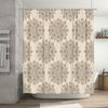 Decorative Shower Curtain with Vintage Floral Pattern Neutral Tones for Bathroom Décor.