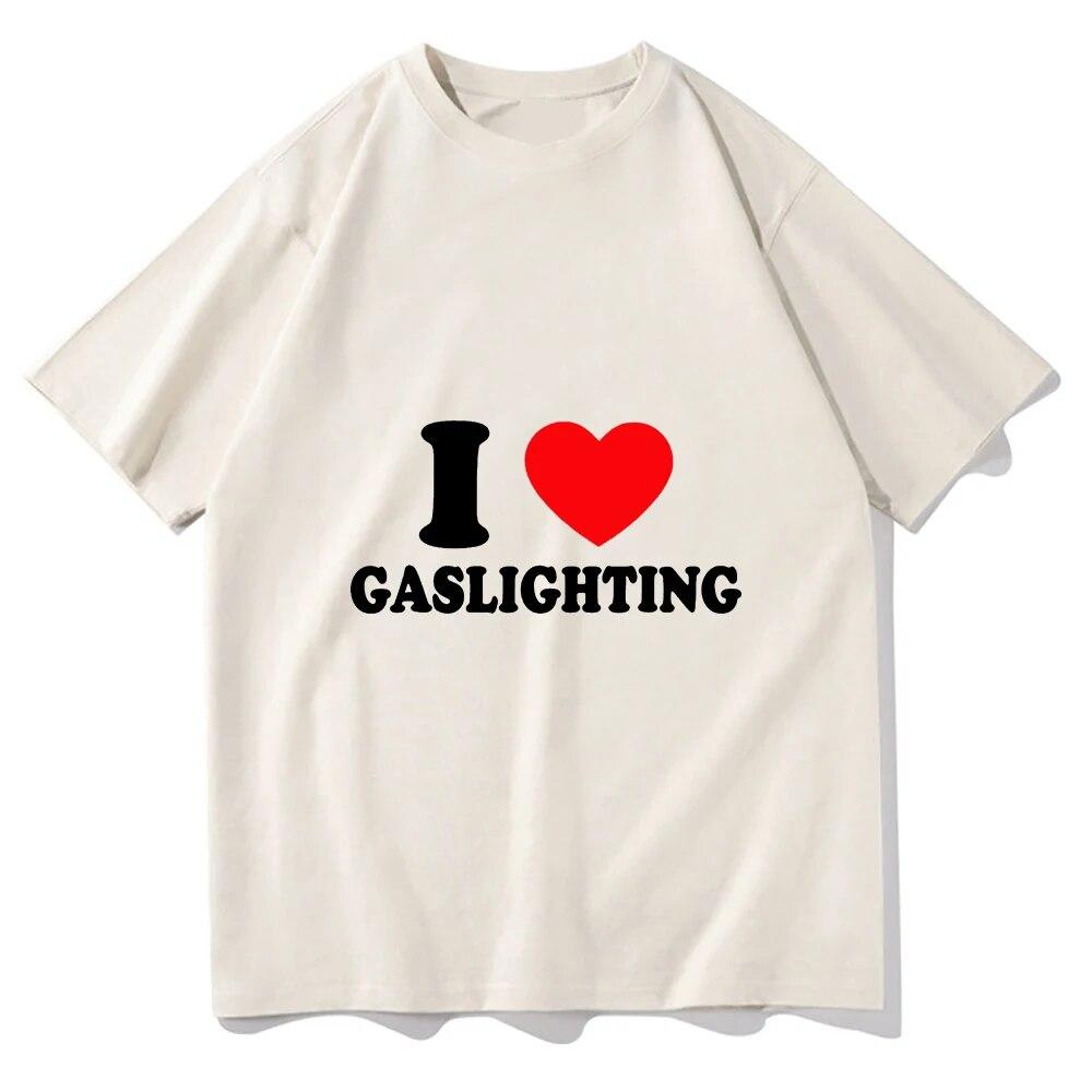 Tričko Gaslighting Unisex Harajuku Grafika I Love Gaslighting Trička s dopisním potiskem Unisex Legrační Estetický Ležérní Písková Bavlněná Trička