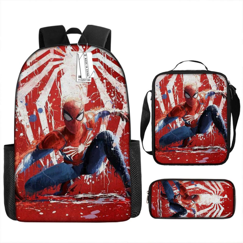 Spiderman School Backpack Set With Oxford Fabric Breathable Waterproof For Kids