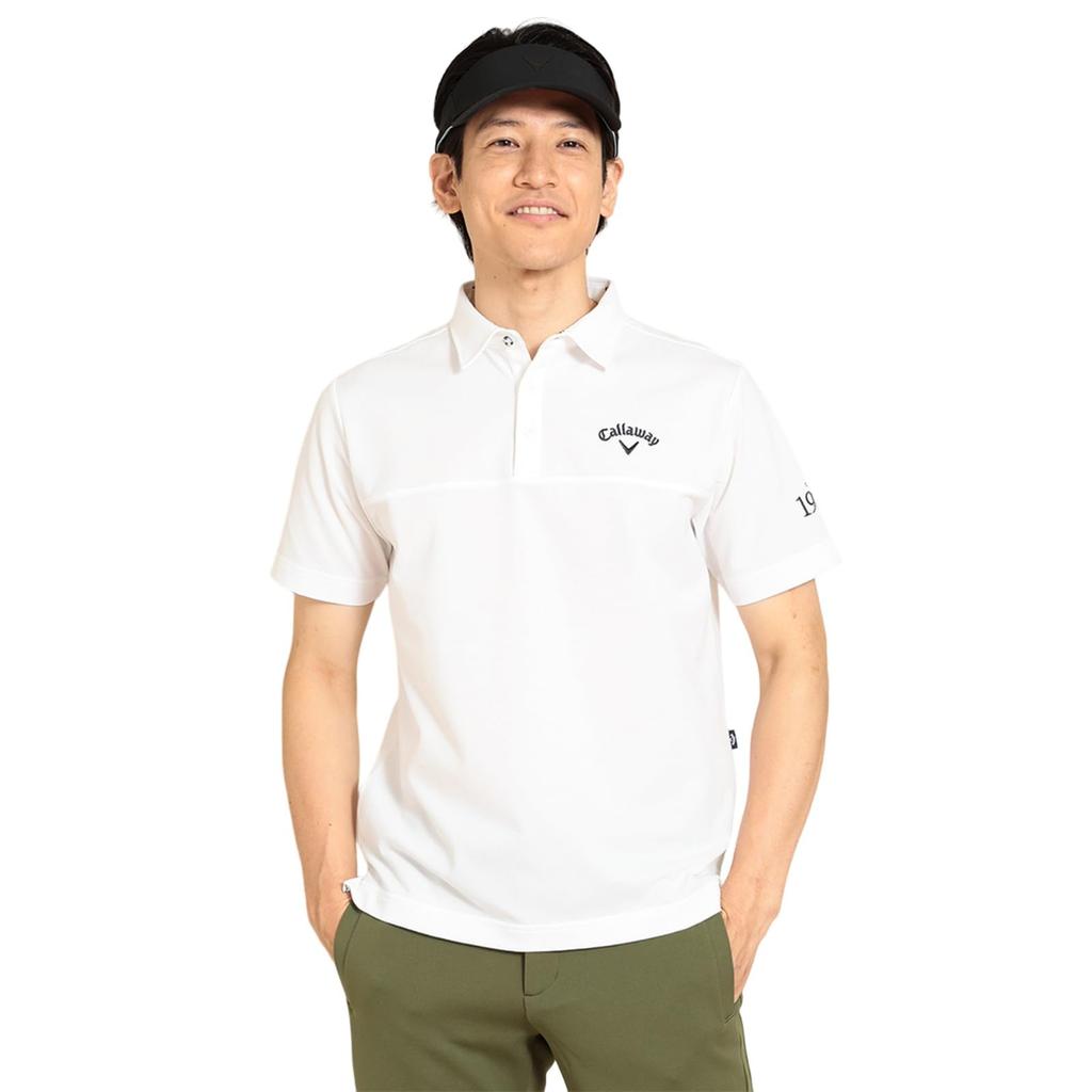 Callaway Short Sleeve Polo Shirt UV for C23234100 Size 3L Men's (Moisture-Wicking, Quick-Drying, Protection) Golf, 1030_White,