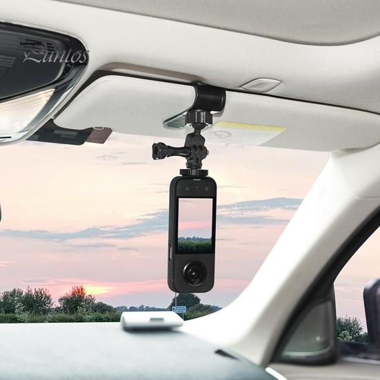 Suport pentru cameră pentru parasolar auto Rotație de 360 de grade Blocare anti-alunecare Suport video Vlog rezistent la șocuri Suport pentru cameră sport pentru GoPro pentru Osmo Pocket 3