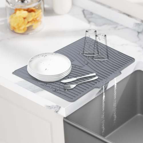 

Esbaybulbs Silicone Dish Drying Mat, 60cm x 45cm, Non-Slip, Heat-Insulating, Sink Mat, Multi-Function Drainage, for Drying Dishes, Pots, and Cups, Wal