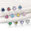 Zodiac Heart Shaped Cubic Zirconia Stud Earrings Minimalist Elegant Jewelry For Women