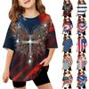 Kids Independence Day Print Round Neck Short Sleeve Casual T-shirt