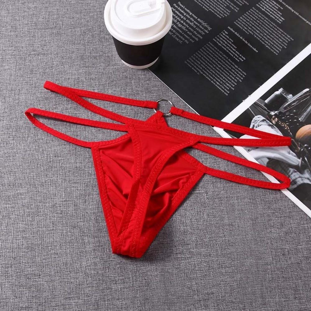 Mesh Men Underwear Hollow Out T-back Briefs Simple Men's Thin Thong Exotic
