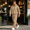Men's Multi-Pocket Zip-Up Hooded Sweatshirt and Pants Set Athletic Tracksuit
