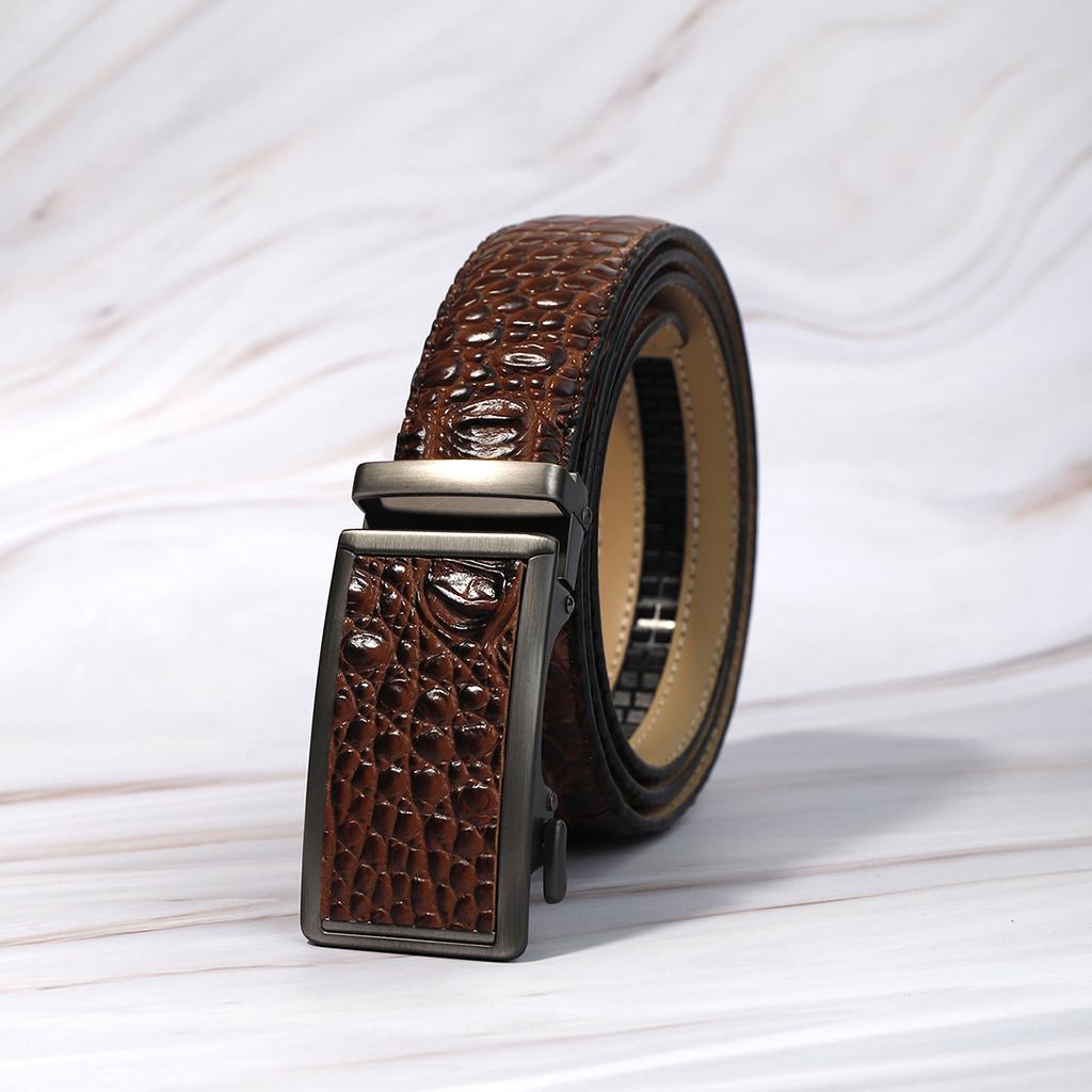 Belt Men'S Premium Alligator Pattern Belt Automatic Buckle Belt Men'S Trendy Men'S Belt