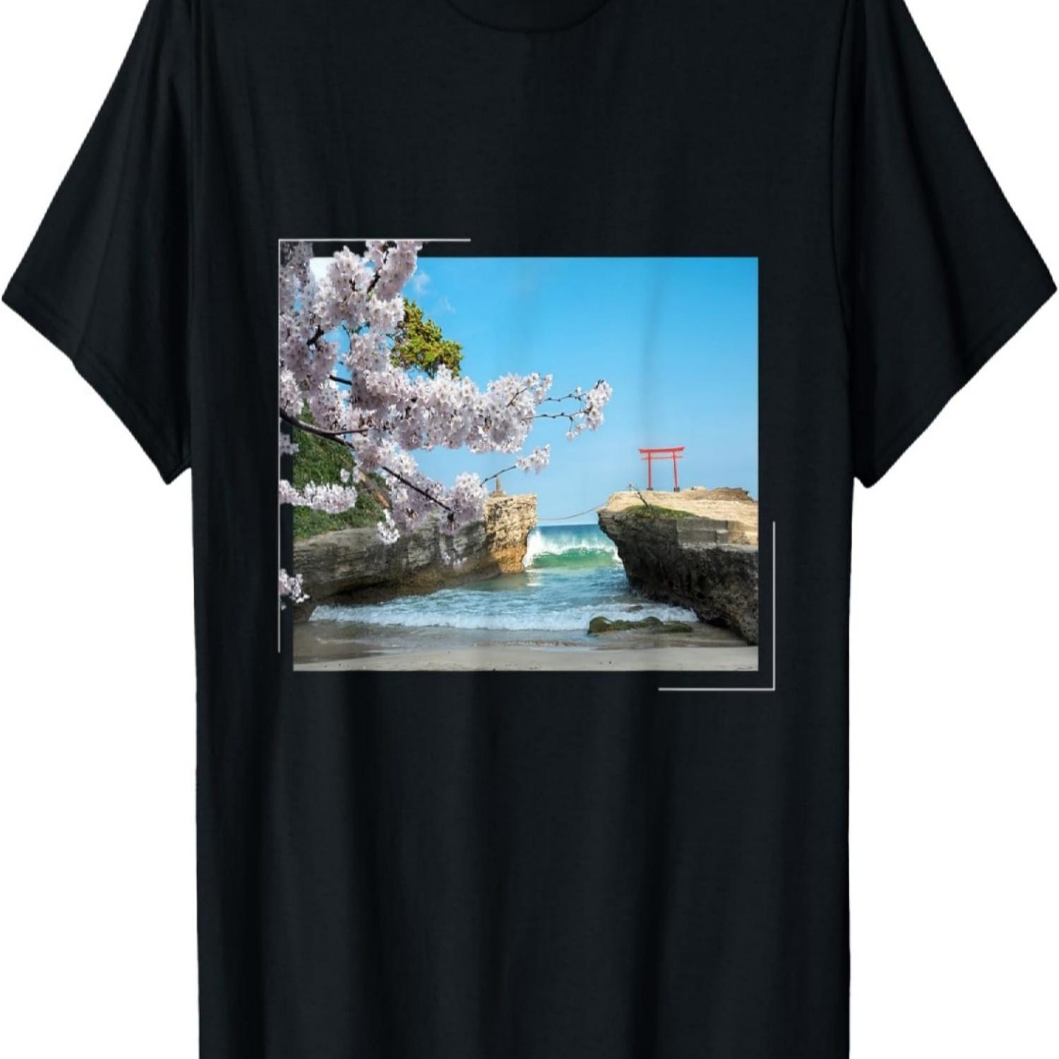 Sakura Cherry Blossom Tree Beach T-Shirt S