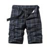 New Pure Cotton Summer Men's Shorts Casual Sports Tooling Five-point Pants Simple Plaid Slim-fitting Medium Pants Multi-bag Pants