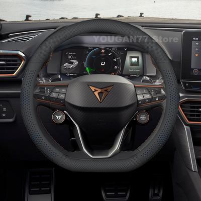 Leather Car Steering Wheel Cover For Cupra Leon Sportstourer 2022-2024 2025 Anti-Slip Auto Interior Cupra Leon Accessories 2025