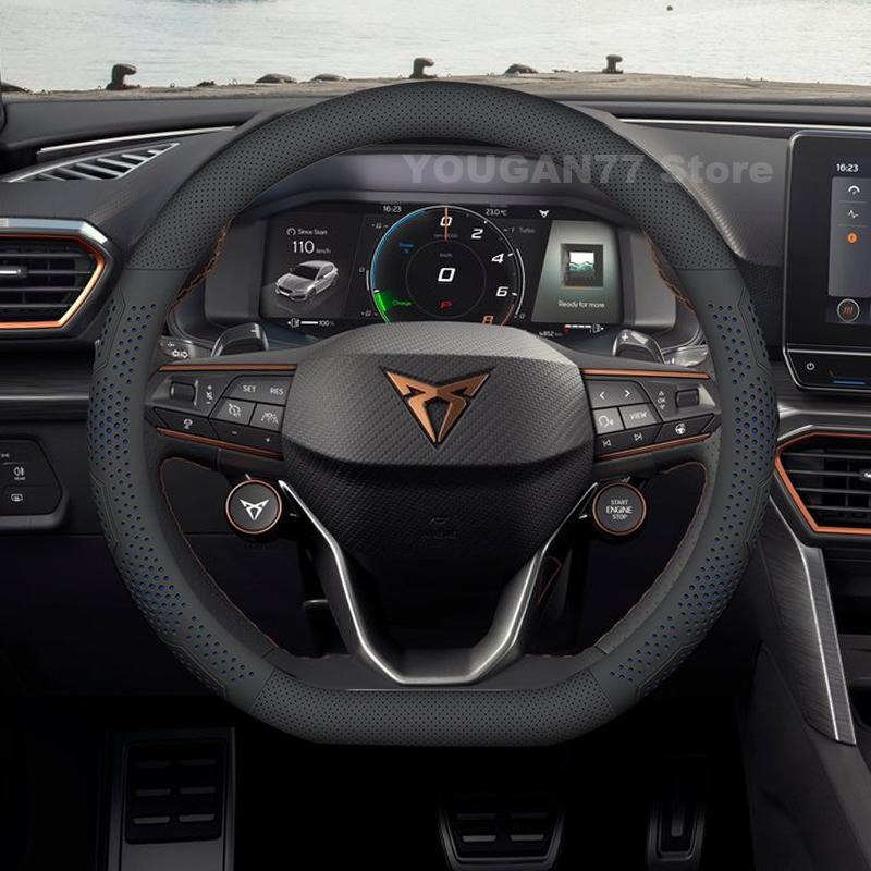 

Leather Car Steering Wheel Cover For Cupra Leon Sportstourer 2022-2024 2025 Anti-Slip Auto interior Cupra Leon Accessories 2025