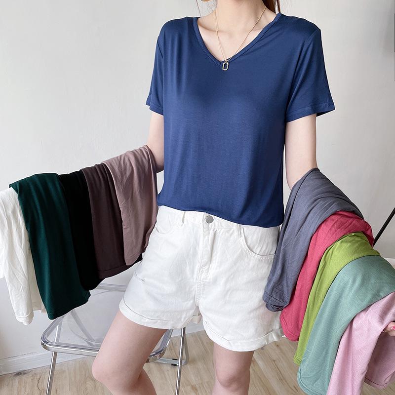 

Women s 2025 Modal Short Sleeve T-Shirt: Cool, Comfortable, Slimming, Versatile, and Loose-Fit Summer Base Top M (80-95 jin)