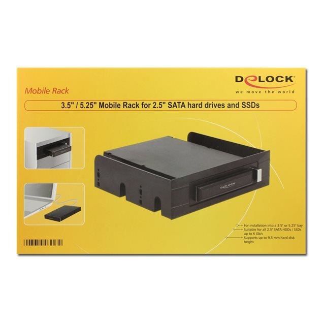 DeLOCK 3.5"- 5.25" Mobile Rack for 2.5" SATA Hard Drives and SSDs 2.5" Black Mobile Storage Rack