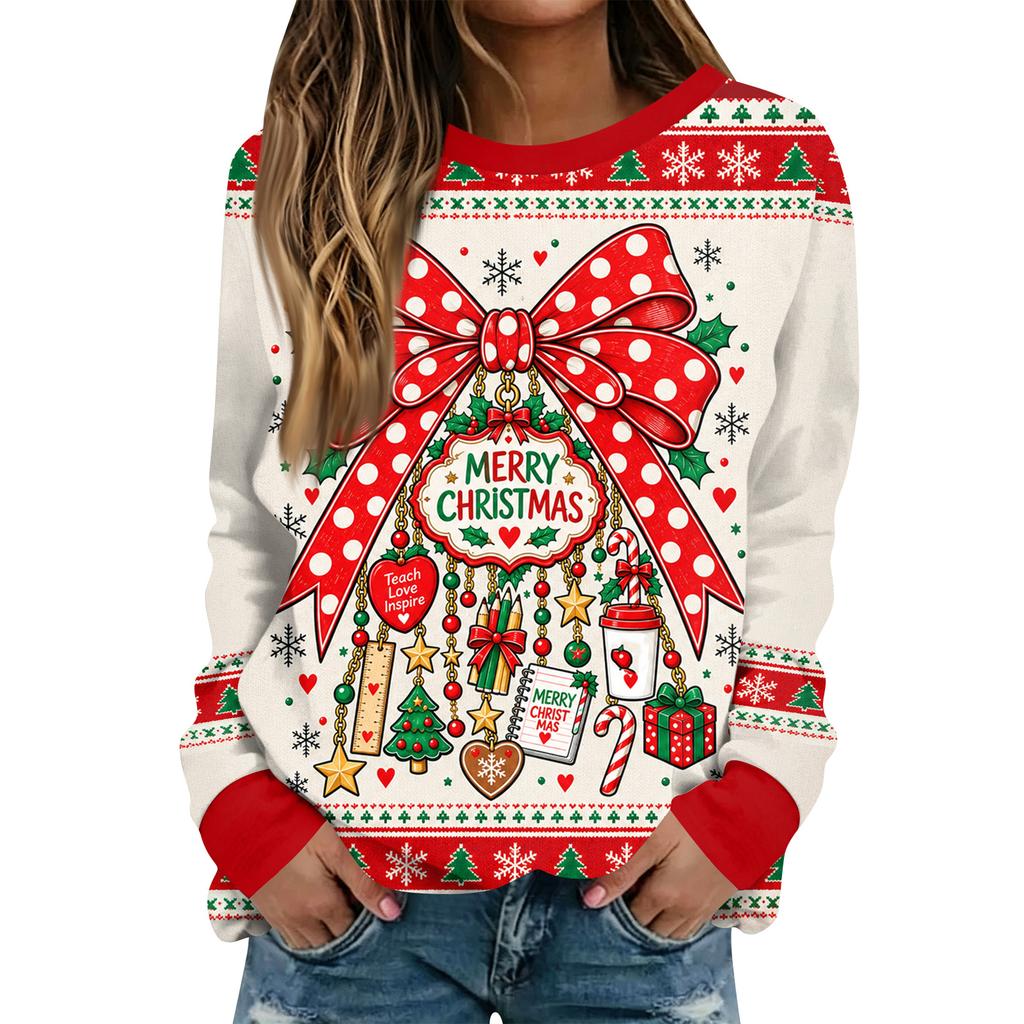 Women's Halloween Graphic Long Sleeve Crewneck Top, Casual Fashion Shirt for Fall